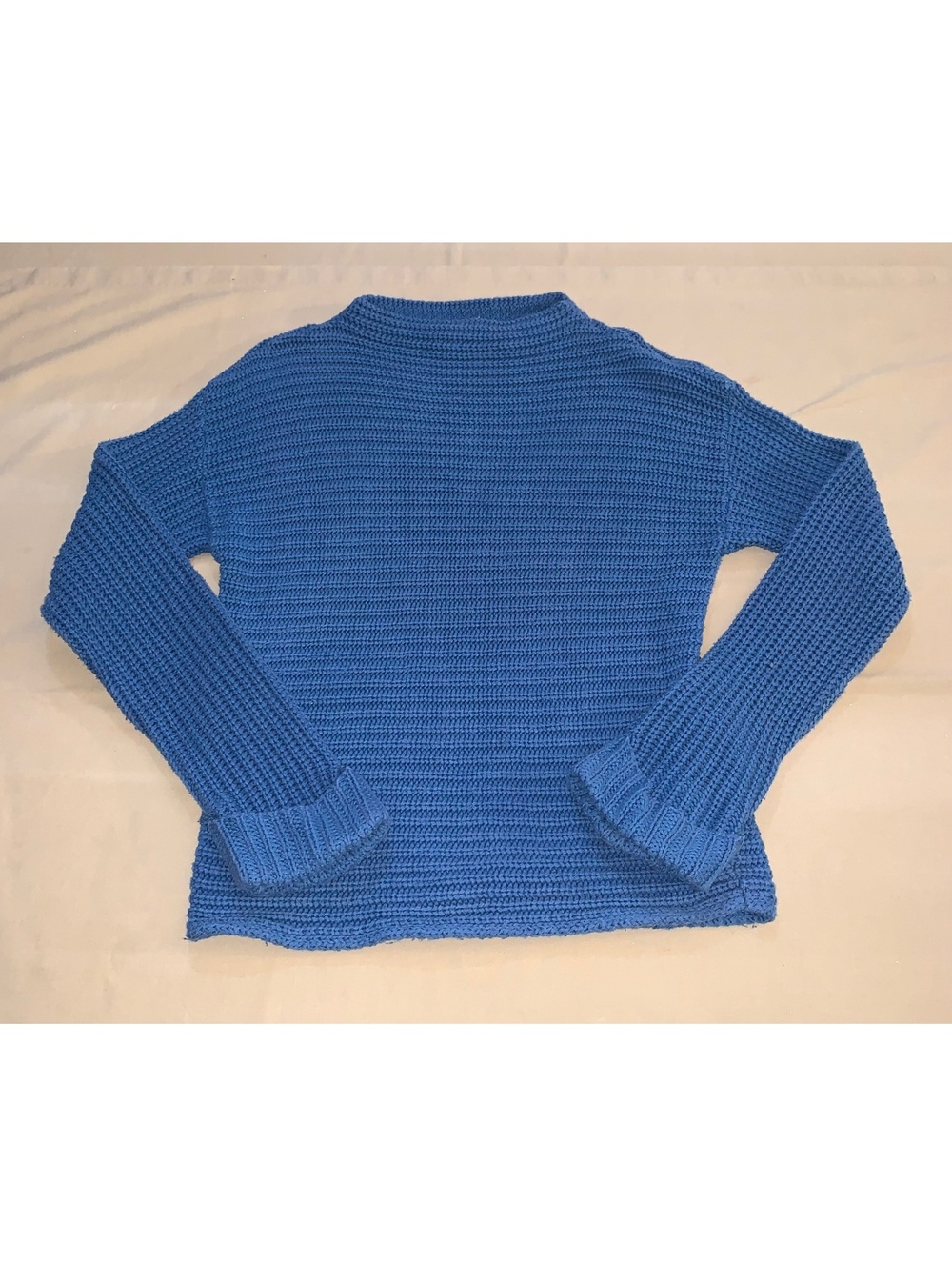Avalin blue rib knit long sleeve sweater made in USA